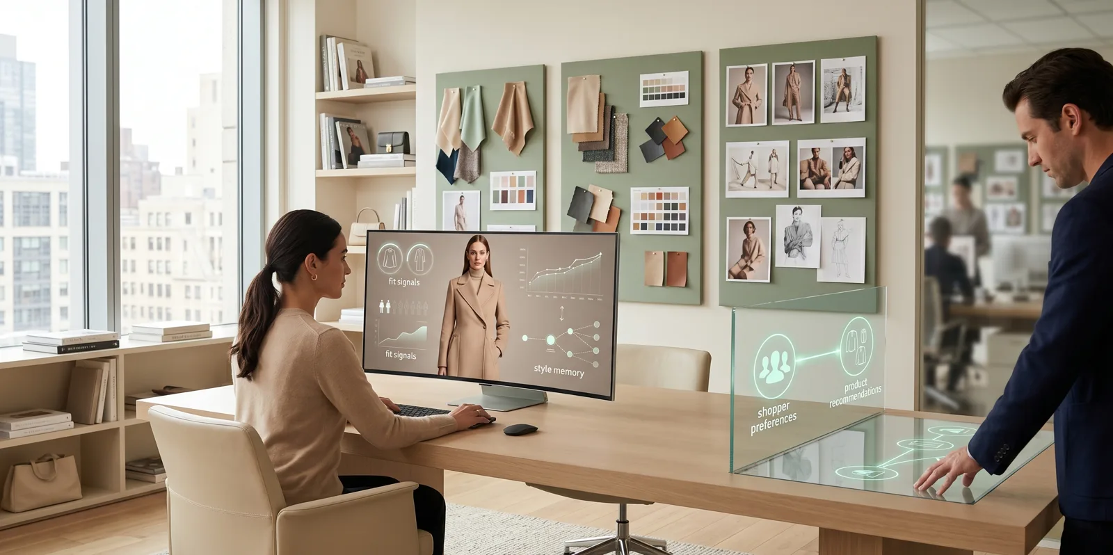 Fashion studio desk showing style memory, shopper preferences, and product recommendation signals